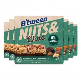 6xHeroBtweenNutsChocNotenmixChocoladeMelkPuur3x32gr