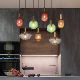 GloboHanglampNormylengte125cmkleurrijkglas8-lamps