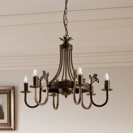 JupiterKroonluchterCastledonkermetdehandgepatineerd6-lamps