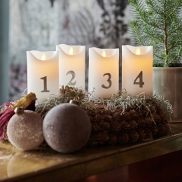 SiriusLEDkaarsSaraAdvent4sthoogte125cmwitzilver