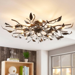 LindbyplafondlampYos10-lamps95cmzwart-koperE14