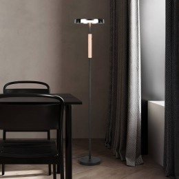 TrioLightingLEDvloerlampCelestechroomhout160cmglasmetaalTouchdim