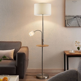 VloerlampLindbyAovannikkelkleurigplankUSB-poort