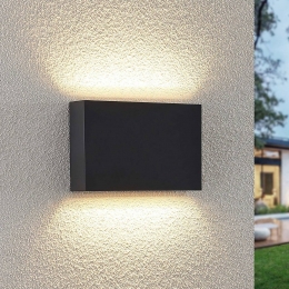 LindbyLEDbuitenwandlampJarte20cmomhoogomlaaggrijsIP65