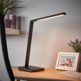 LindbyLEDbureaulampKunozwartUSBtouchdimmer