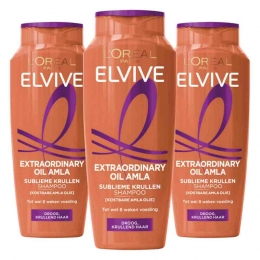 3xLOralElviveExtraordinaryOilKrulverzorgingShampoo250ml