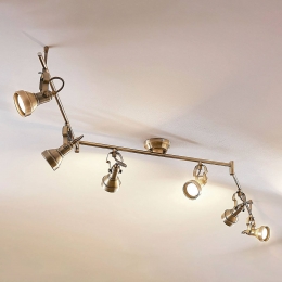 LindbyplafondlampPerseas180cm6-lampsantiekmessingGU10