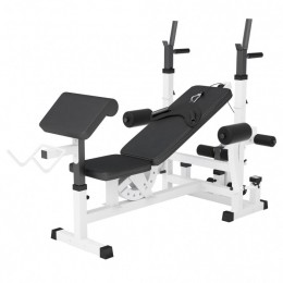 UniverseleHalterbankWit-VerstelbareFitnessBank-HomegymBank-Dipsteunen-Haltersteunen-Butterflies-LegCurl-GorillaSports