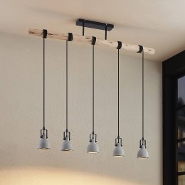 LindbyhanglampAmiliahoutbeton5-lamps116cmGU10