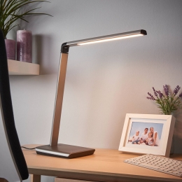 LindbyLEDbureaulampKunogrijsUSBtouchdimmer