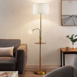 LindbyvloerlampAovanbronskleurigplankUSB-aansluiting