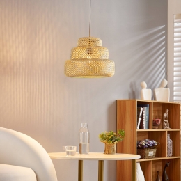 LindbyVenorahanglamp40cmdrielaagsbamboeE27