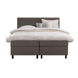 LeenBakker-BoxspringLivGeblokt-Donker-160x200Cm-RondePoot-Stof-Bruin