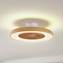 LindbyLEDplafondventilatorTeleo58cmhoutkleurigCCT