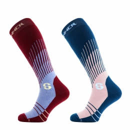 GraphicSkisokkenDamesDubbelverpakking-Bordeauxroze