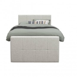 LeenBakker-BoxspringMetVoetbordLivGeblokt-Ecru-120x200Cm-VierkantePoot-Stof-Crme