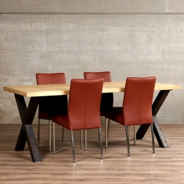 Setvan4lereneetkamerstoelen-bruinleer-EchtleerModernontdekdeveleLeersoortenenKleurenbijShopX