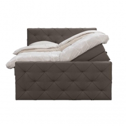 LeenBakker-BoxspringMetOpbergruimteEnVoetbordLivGeruit-Donker-140x200cm-Stof-Bruin
