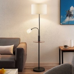 VloerlampLindbyAovanzwartplankUSB-aansluiting