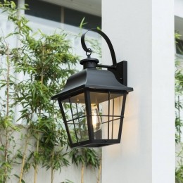 LindbybuitenwandlampMertolliohoogte47cmzwartglas