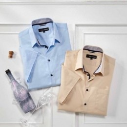 Stretch-overhemdmetcontrastenalsset