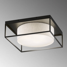 FISCHERHONSELCarreplafondlamp70x70cmstoffenkapwit