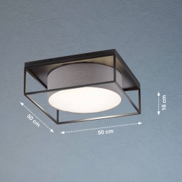 FISCHERHONSELCarreplafondlamp50x50cmstoffenkapgrijs