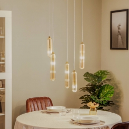 LucandeFreylinhanglamp5-lampsamberglas48cm