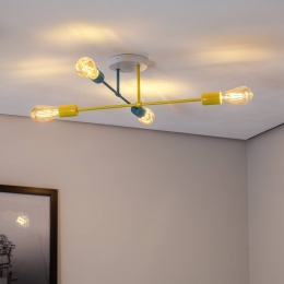 HELAMPlafondlampCambridge4-lampsgeel-turquoise