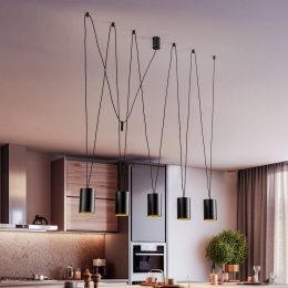 NowodvorskiLightingHanglampMoreTonezwartgoud5-lamps