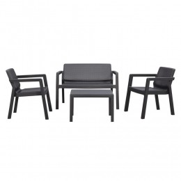 LeenBakker-LoungesetEmily-antraciet-4-delig-Kunststof-Grijs-126x76x468Cm