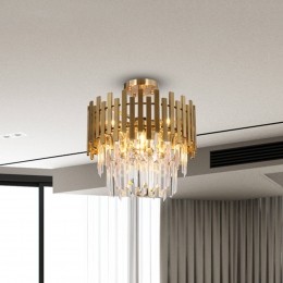 Eko-LightPlafondlampAspenmetaalgoudkleurigglaskristallen45cm