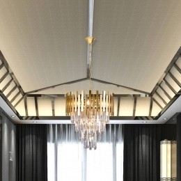 Eko-LightHanglampAspenmetaalgoudkleurigglaskristallenhoogte50cm
