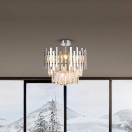 Eko-LightPlafondlampAspenmetaalchroomkleurigglaskristallen45cm