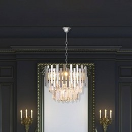 Eko-LightHanglampAspenmetaalchroomkleurigglaskristallenhoogte30cm