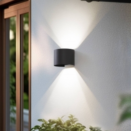 LindbySmartLEDbuitenwandlampDaragrijsrondCCTRGBTuya
