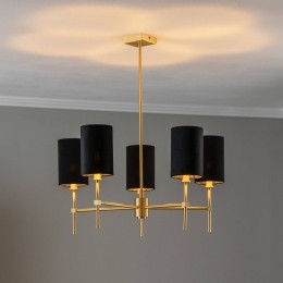ArgonKroonluchterAzzitextielkap5-lampszwart