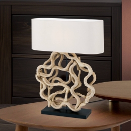 ORIONTafellampPeggymetdecoratievehoutenvoet