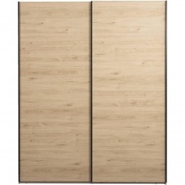 LeenBakker-SchuifdeurkastBergamo-Eikenkleur-221x1785x666Cm-Spaanplaat-Bruin-1785x221x666Cm