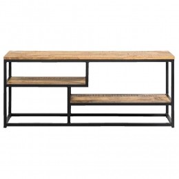 LeenBakker-TV-dressoirKyan-Zwartnaturel-50x120x35Cm-HoutMetaal-BruinZwart