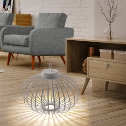 JUSTLIGHTLEDtafellampAkubagrijs-beige37cmbamboe