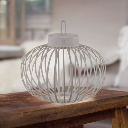 JUSTLIGHTLEDtafellampAkubagrijs-beige33cmbamboe
