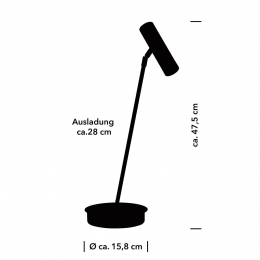 HELLTomProLEDtafellampzwarthoogte47cmCCTdimmer