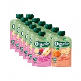 Knijpfruitpakket12mHaver-HavermoutAbrikoosBanaan6x100grHavermoutAppelBanaanFramboosBosbes6x100gr-PakketPakket