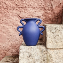 fermLIVINGVersoTafelvaasblauwhoogte27cmkeramiek