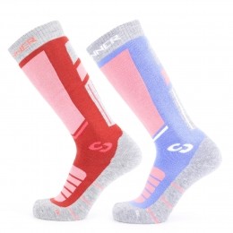 ProSocksSkisokkenDamesDubbelverpakking-Rozeblauw