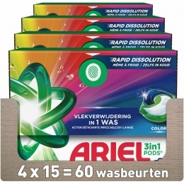 4xAriel3in1WasmiddelPodsColor15stuks