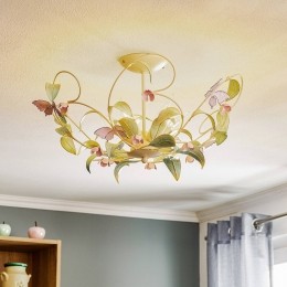LuminexPlafondlampBUTTERFLYcrmegroenrosroestvrijstaal5-lamps