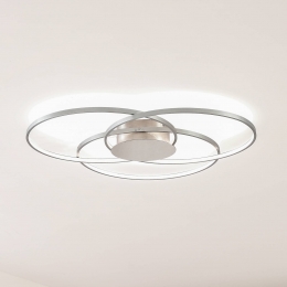 LindbyLEDplafondlampRileyaluminiumkleurigmetaaldimbaar