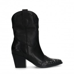 Zwartelerencowboylaarzenmetzilverenstuds